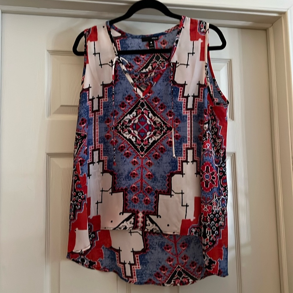Aqua women’s tank top - red white and blue - size Large